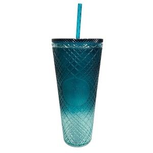 New Starbucks Teal Gradient Ombre Jeweled Cold Cup Venti 24oz Coffee Tea Drink